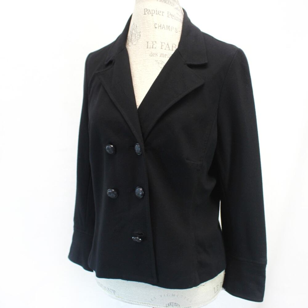 Cabi black minimalist military style unlined blazer jacket top Large Old money